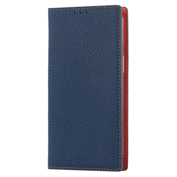 Θήκη με πτερύγιο για iPhone 14 Plus, Litchi Skin Grain, σκούρο μπλε