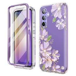 Θήκη για Samsung Galaxy A54 5G, Suritch Full Body Flowers, μωβ