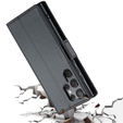 Θήκη για Samsung Galaxy S25 Ultra, ERBORD Glossy Litchi, πορτοφόλι με πτερύγιο, μαύρη
