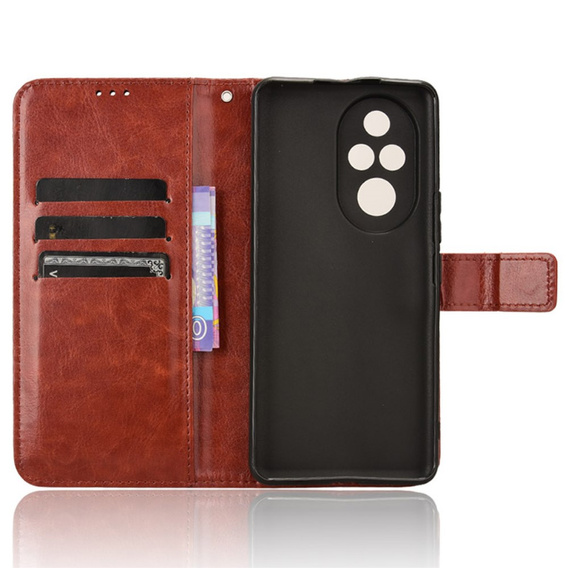 Θήκη με πτερύγιο για Honor 200 Pro 5G, Crazy Horse Wallet, καφέ