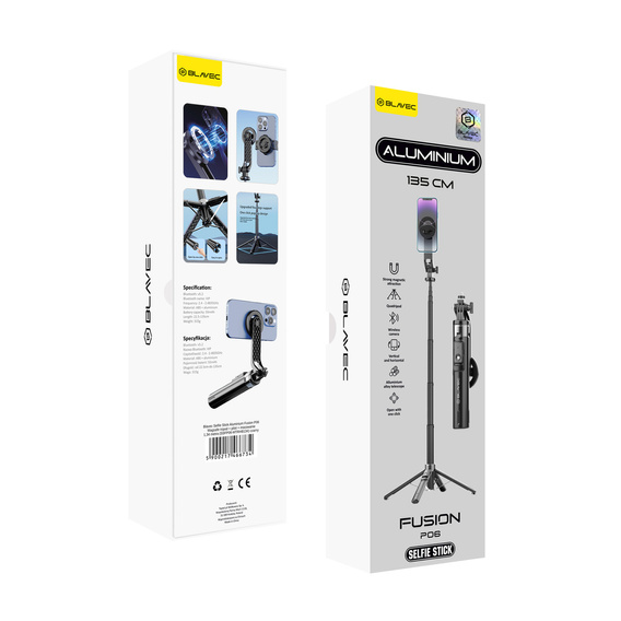 Blavec Fusion P06 - selfie stick αλουμινίου με MagSafe, τρίποδο και τηλεχειριστήριο