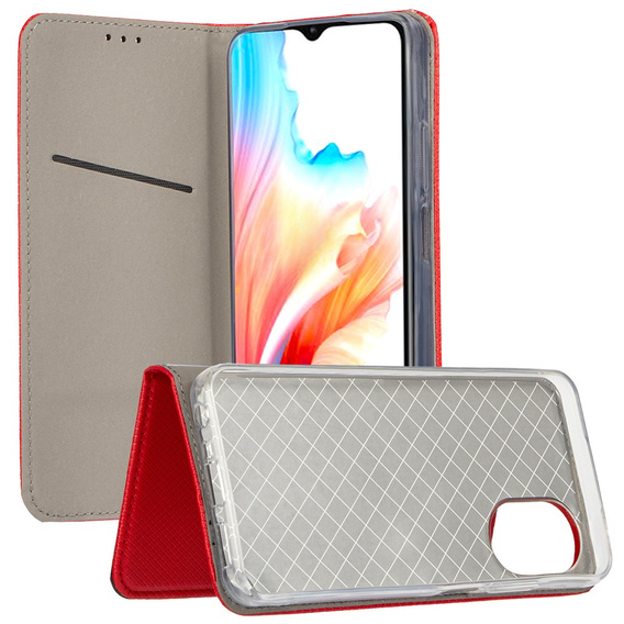 Θήκη για Motorola Moto G34 5G, Smart Magnet, κόκκινη + γυαλί 9H