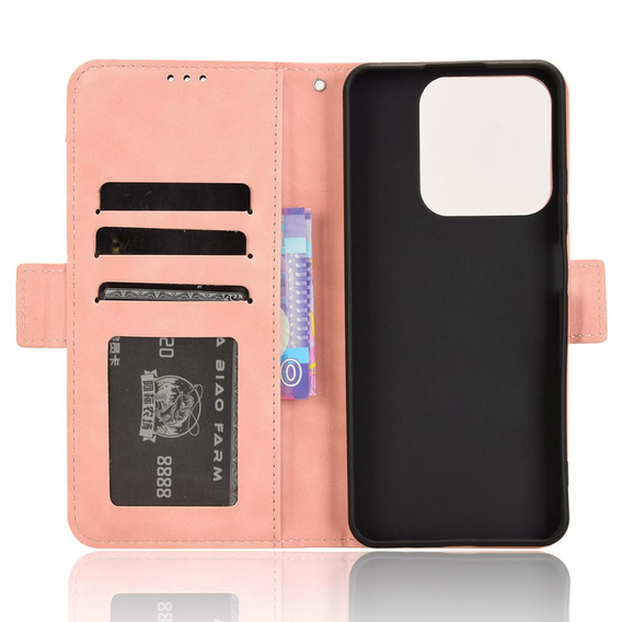 Θήκη με πτερύγιο για Realme C61, Card Slot, ροζ
