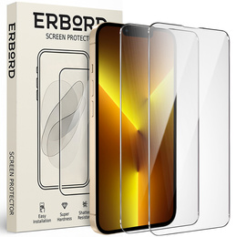 2x Μετριασμένο γυαλί για iPhone 13 Pro Max, ERBORD 9H Hard Glass στην οθόνη