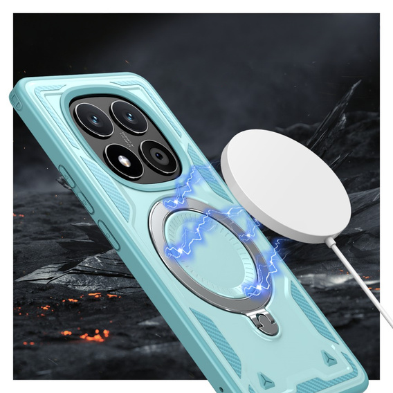 Θήκη για Xiaomi Redmi Note 14 Pro 5G /  Poco X7 5G, Στρατιωτικό MagSafe, μπλε + γυαλί 9H