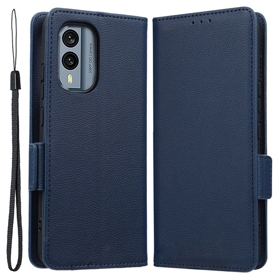 Θήκη με πτερύγιο για Nokia X30 5G, Wallet Litchi Magnet Case, σκούρο μπλε