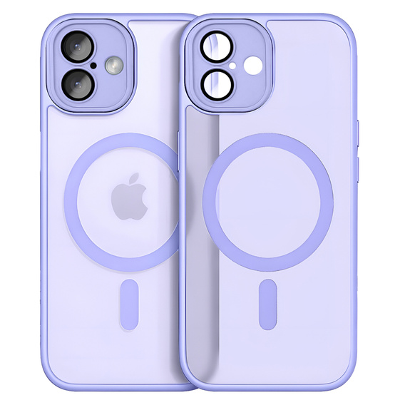 Θήκη για iPhone 16 Plus, για MagSafe, ERBORD Μatt Case, μοβ + Γυαλί οθόνης