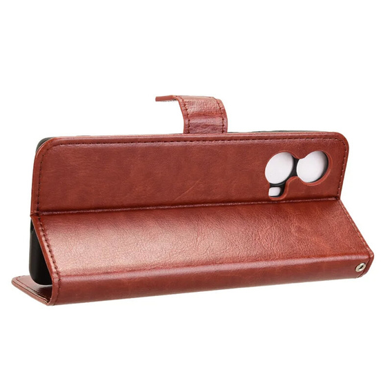 Θήκη με πτερύγιο για Motorola Moto G85, Crazy Horse Wallet, καφέ