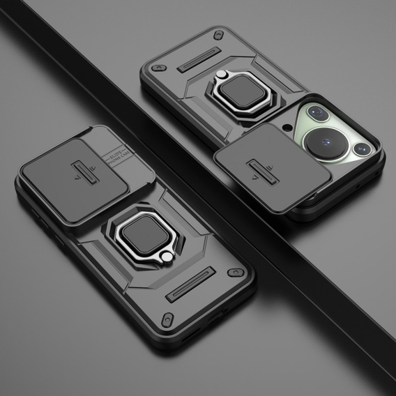 Θήκη για Huawei Pura 70 Ultra, KickStand Camera Lens, μαύρη