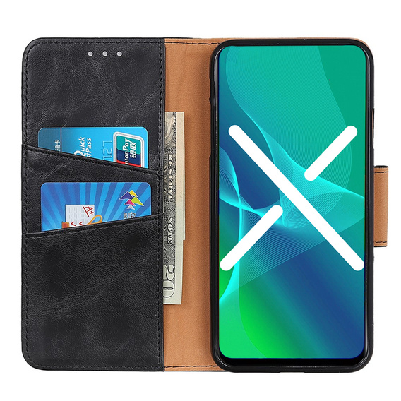 Θήκη με πτερύγιο για Sony Xperia 10 III, Split Leather Wallet, μαύρη