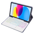 Θήκη με φωτιζόμενο πληκτρολόγιο bluetooth touchpad για iPad 10.9" 2022 (10 gen.), μωβ