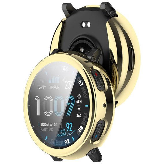 2 σε 1 θήκη με προστατευτικό κάλυμμα οθόνης για Amazfit Active Max, χρυσό