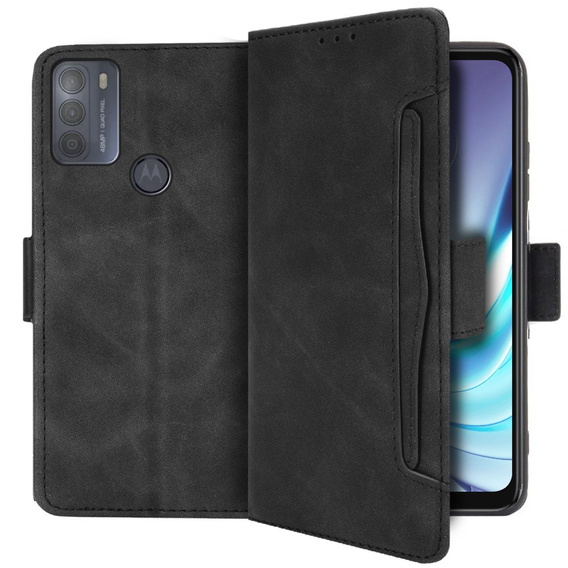 Θήκη με πτερύγιο για Motorola Moto G50, Card Slot, μαύρη