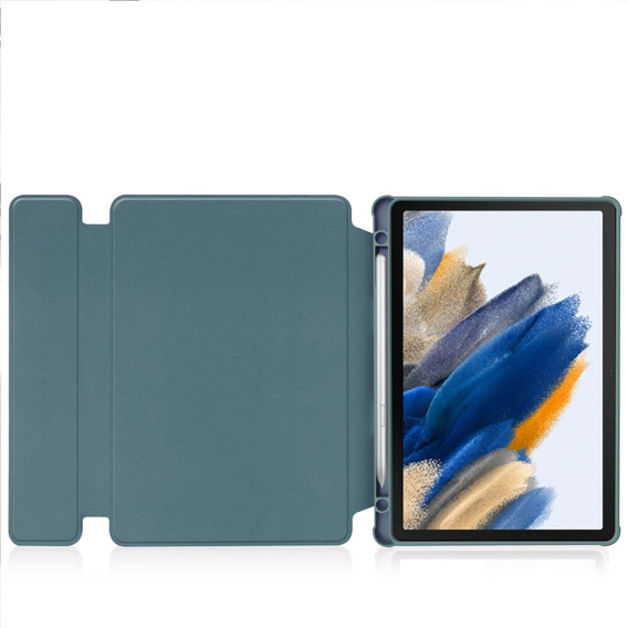 Θήκη πληκτρολογίου για Samsung Galaxy Tab A9+, Rotary 360° Leather, σκούρα πράσινη