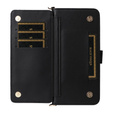 Θήκη με πτερύγιο για Xiaomi Poco F7 Pro, Crossbody Leather Wallet, μαύρη