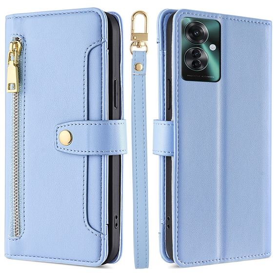 Θήκη με πτερύγιο για Oppo Reno 11F 5G, Wallet Zipper Pocket, μπλε