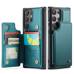 CASEME flip case για Samsung Galaxy S25 Ultra, Litchi Wallet, πράσινη