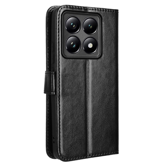 Θήκη με πτερύγιο για Xiaomi 14T Pro, Crazy Horse Wallet, μαύρη