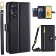 Θήκη με πτερύγιο για Oppo Reno8 T 4G, Wallet Zipper Pocket, μαύρη