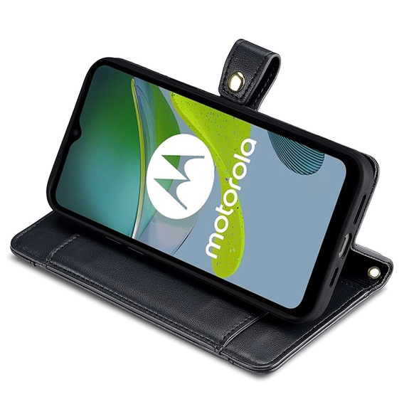 Θήκη με πτερύγιο για Motorola Moto G54 5G, Wallet Zipper Pocket, μαύρη