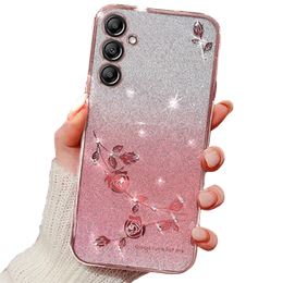 Θήκη για Samsung Galaxy A55 5G, Glitter Flower, ροζ rose gold
