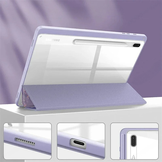 Θήκη για Samsung Galaxy Tab S10 FE+ Plus, Smartcase Hybrid, με χώρο για γραφίδα, Marble μωβ
