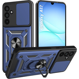 Θωρακισμένη θήκη για Samsung Galaxy A17 5G, με προστασία κάμερας, με βάση, μπλε