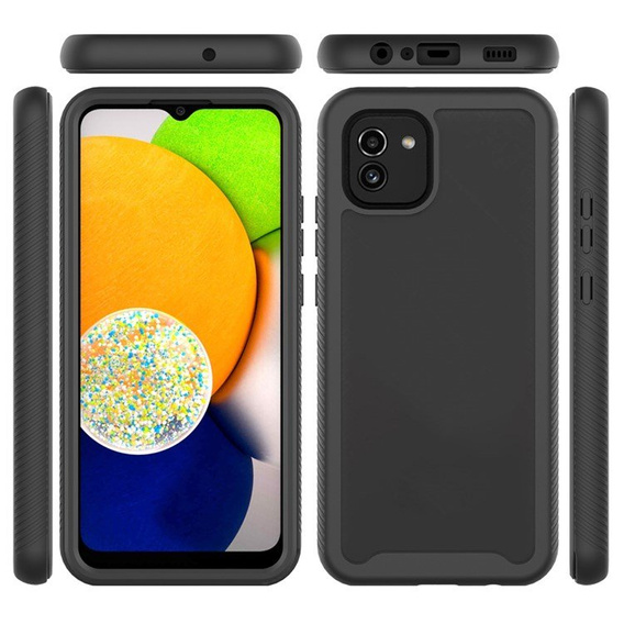 Θήκη για Samsung Galaxy A03, Shockproof, με μεμβράνη, μαύρη