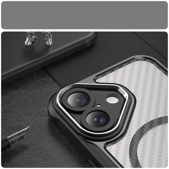 Θήκη για iPhone 16 Plus, Fusion Hybrid Carbon, για MagSafe, μαύρη