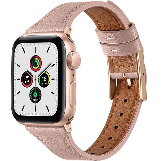 Pasek Skórzany do Apple Watch 1/2/3/4/5/6/7/8/SE 38/40/41mm, Jasnoróżowy