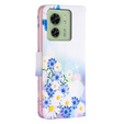 Θήκη με πτερύγιο για Motorola Edge 40 5G, Wallet, butterfly & flowers, μπλε
