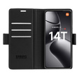 Θήκη για Xiaomi 14T, ERBORD Glossy Litchi, πορτοφόλι με πτερύγιο, μαύρη
