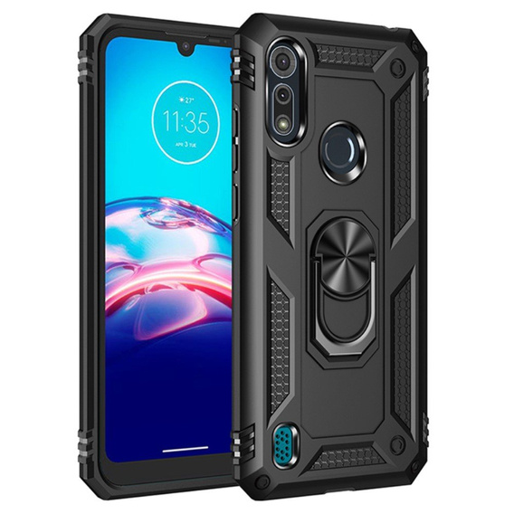 θωρακισμένη θήκη για Motorola Moto E6S, Nox Case Ring, μαύρη