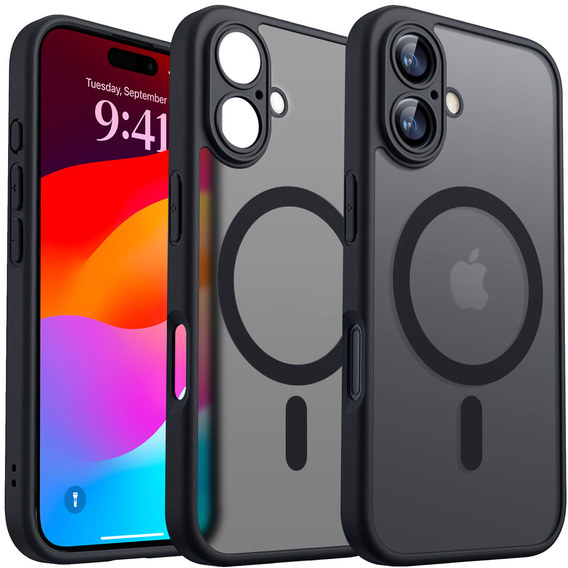 Ματ θήκη για iPhone 17, για Magsafe, μαύρο ματ
