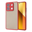 Θήκη σιλικόνης για Xiaomi Redmi Note 13 5G, με προστασία κάμερας, διαφανές / κόκκινο + Tempered Glass 9H