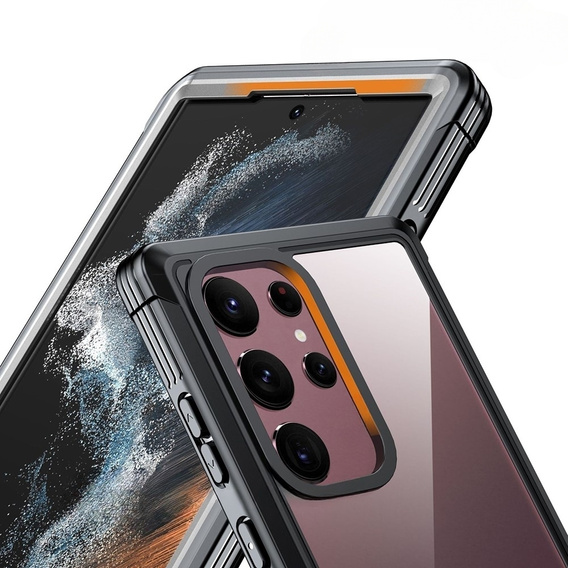 Θήκη για Samsung Galaxy S22 Ultra, Shockproof, με μεμβράνη, μαύρη
