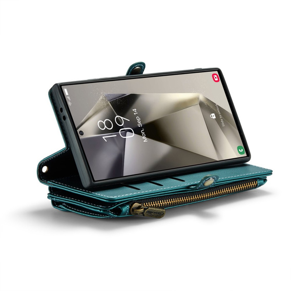 θήκη CASEME για Samsung Galaxy S25 Ultra, RFID Leather Wallet, με λουράκι ώμου, πράσινη