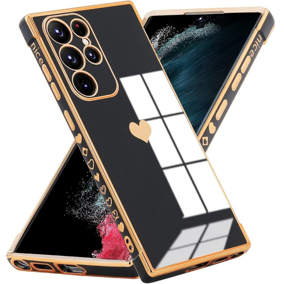 Θήκη για Samsung Galaxy S24 Ultra, Electro heart, μαύρη + Full Glue Ceramic Glass