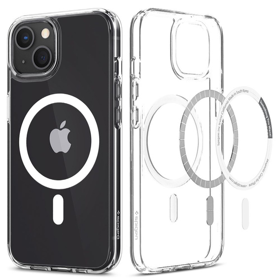 Θήκη MagSafe Spigen για iPhone 13 Mini, Ultra Hybrid, λευκή + Μετριασμένο γυαλί 9H