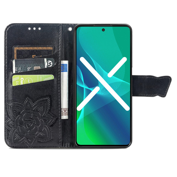 Θήκη με πτερύγιο για Xiaomi Redmi Note 12 4G, Butterfly, μαύρη