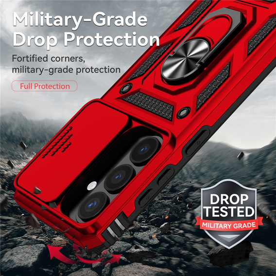 Θήκη με βάση και προστατευτικό φακού για Samsung Galaxy S26, κόκκινη