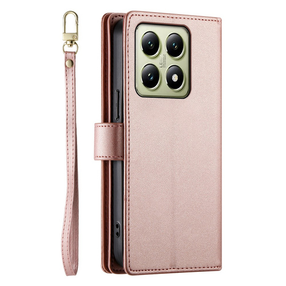 Θήκη με πτερύγιο για Xiaomi 14T, Wallet Zipper Pocket, ροζ
