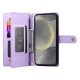 Θήκη με πτερύγιο για Samsung Galaxy S25, Wallet Zipper Pocket, μωβ