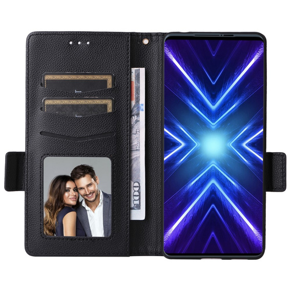 Θήκη για HTC U24 Pro 5G, Wallet Litchi Leather, μαύρη
