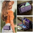 θήκη CASEME για Samsung Galaxy S24 FE, RFID Leather Wallet, με λουράκι ώμου, μωβ