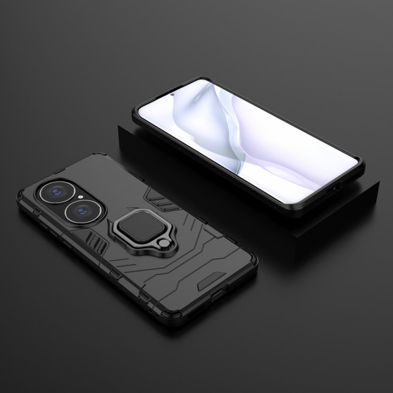 Θήκη για Huawei P50 Pro, Kickstand Ring, μαύρη