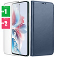 Θήκη για Oppo Reno 11F 5G, Smart Magnet, σκούρο μπλε + γυαλί 9H