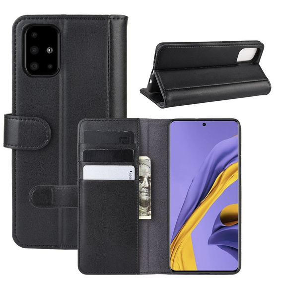 Θήκη με πτερύγιο για Samsung Galaxy A51, Leather Flexi Book, μαύρη