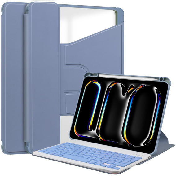 Θήκη πληκτρολογίου για iPad Pro 11" 2024 (5 gen.), Rotary 360° Leather, μωβ
