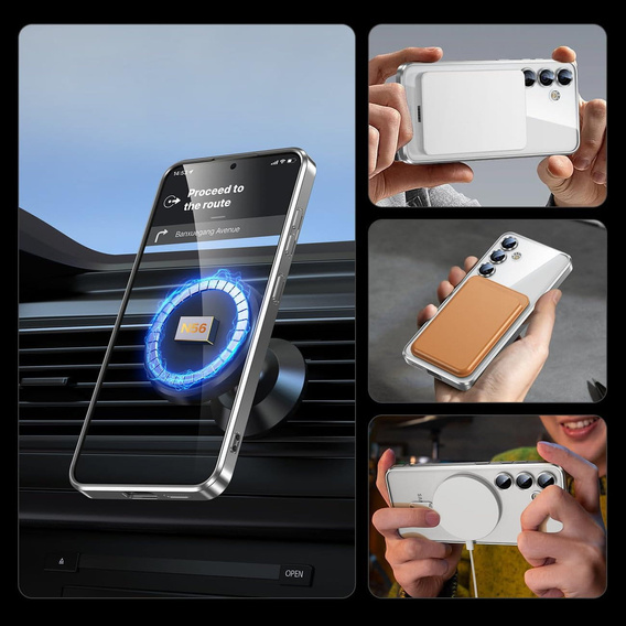 Θήκη για Samsung Galaxy S25, Electro MagSafe, ασημένια + Γυαλί για την οθόνη